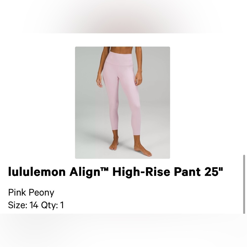 Lululemon Align 25” Soft Pink Peony Leggings